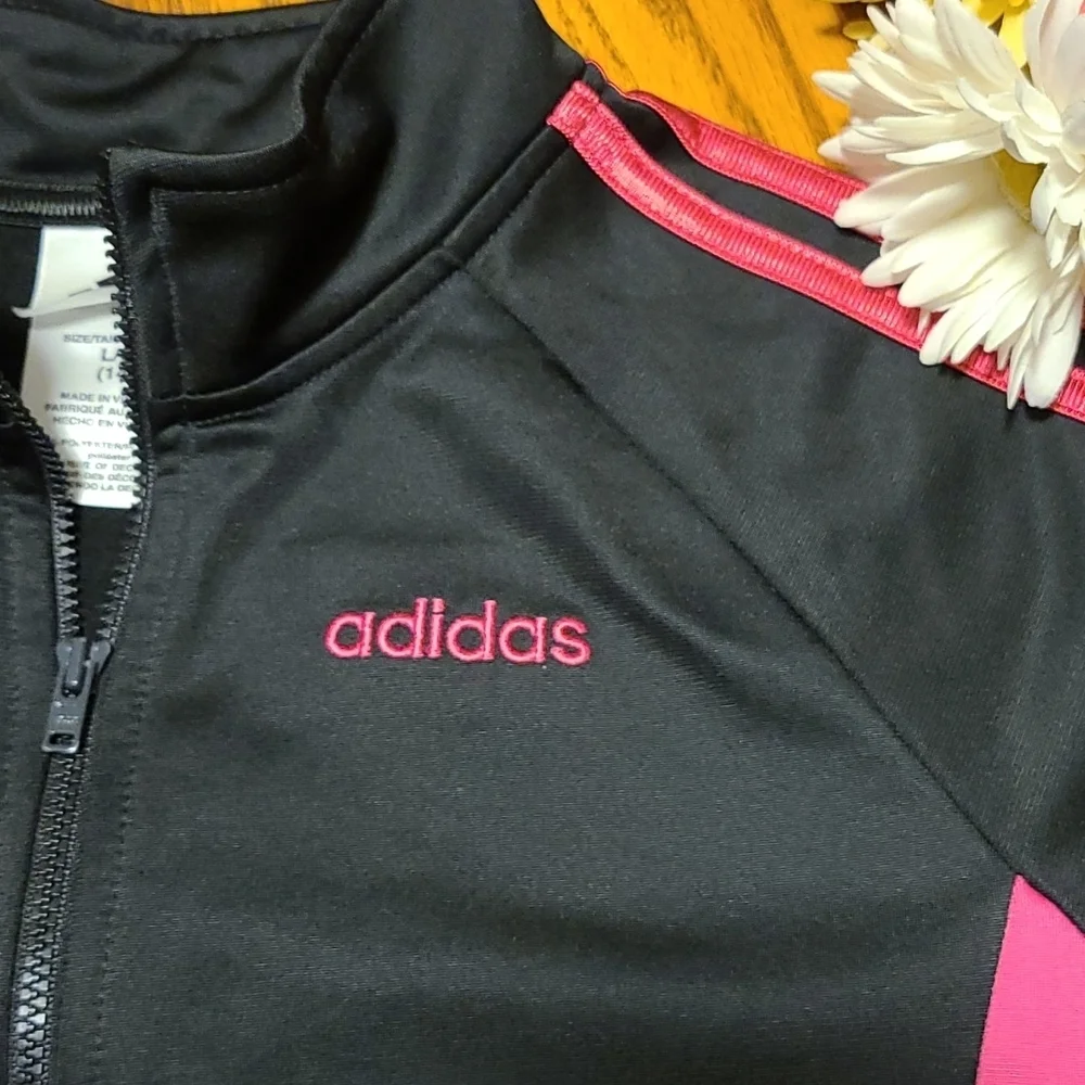 Adidas athletic jacket - black and pink